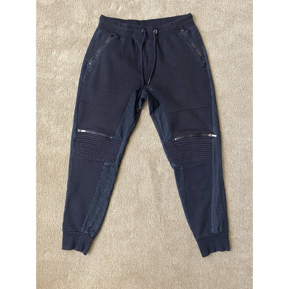 Decibel Moto Biker Cotton Knit Jogger Sweatpants Black Men’s Size XL